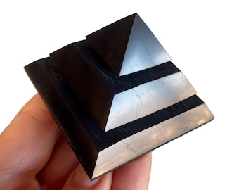Polished Shungite Saqqara Pyramid 6cm - Natural Stone,Russia