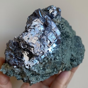 Amazing Mirror Sceletal Galena,Quartz and Chlorite Specimen from Rhodope Mountains,Bulgaria