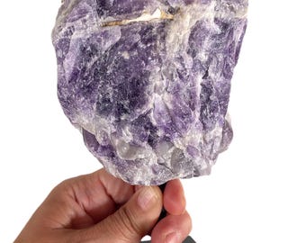 Bolivian Amethyst on Metal Stand (1081g) - Raw Crystal Mineral