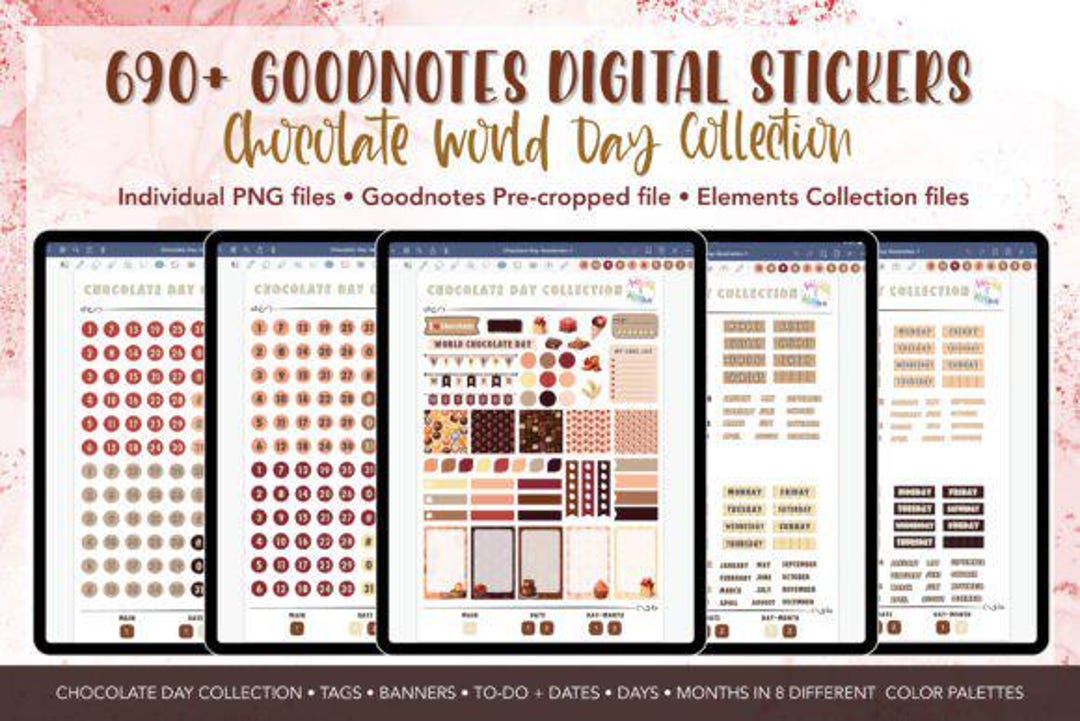 Chocolate Digital Planner Sticker Bundle Sweet & Functional Stickers ...