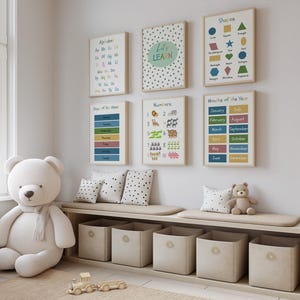 Home Decor Educational Poster Set For Playroom, bedroom, Kids Toddlers,Printable School Prints ,Educational Wall Art,Learning, Montessori