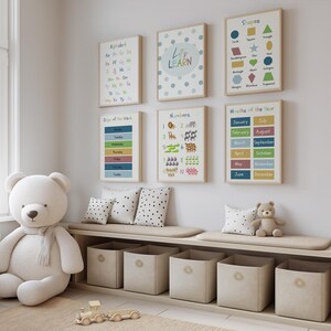 Home Decor Educational Poster Set For Playroom, bedroom, Kids Toddlers,Printable School Prints ,Educational Wall Art,Learning, Montessori