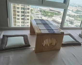 Solid Wood Tea Table: Household Balcony Small Table, Traditional Low Table, Meditation Chinese Study Desk, Window Ledge Table