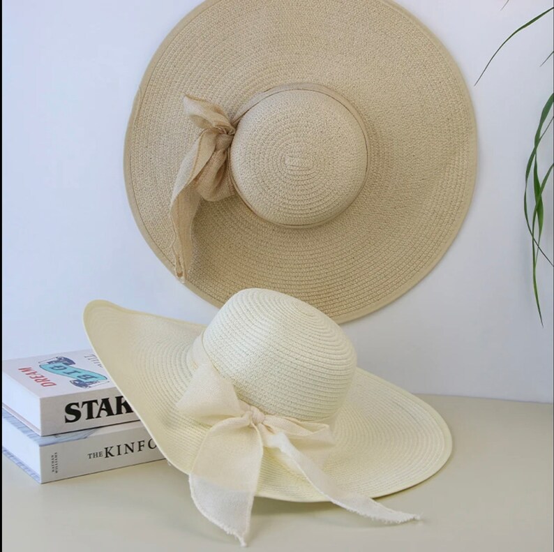 Foldable Summer Womens Straw Hat with Bowknot Wide Brim Floppy Panama Outdoor Beach Sun Cap for Ladies zdjęcie 2