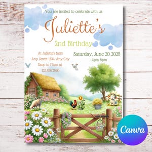 Barnyard Party Invitation for Kids – Editable Farm Birthday Card with Animals for Busy Parents, Perfect for Quick and Easy Party Planning