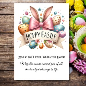 Easter Printable Card Bunny Ears Spring Greeting Digital Floral Egg Design Holiday Gift Instant Download for Kids and Adults