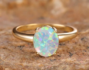Anillo de ópalo de oro, anillo de ópalo, anillo de oro, anillo de oro delicado, anillo de apilamiento, anillo de ópalo apilado, anillo lleno de oro, anillo de compromiso, anillo de boda