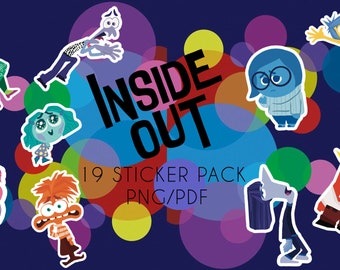 Inside Out 2 Sticker Pack: 19 Emotion Stickers (PNG, PDF)