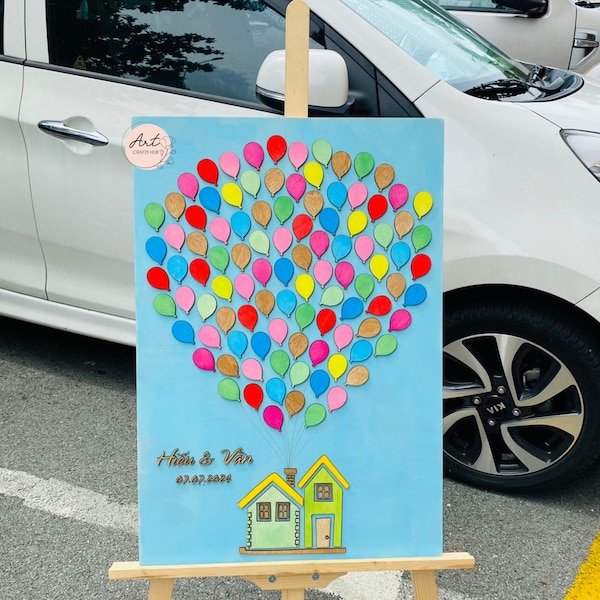 Libro de firmas de boda alternativo con globos, libro de firmas de boda personalizado con globos 3D, regalo de boda significativo, decoración de boda