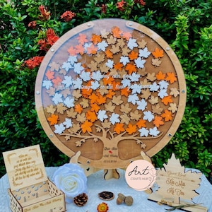 Personalized Circle Wooden Drop Box, Family Tree Guest Book Wedding, Guest Book Alternative to Traditional Wedding Decor, Wedding Guest Book