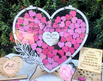 White Wedding Guest Book Alternative, Personalized Wedding Guest Book, Drop Box Heart, Wood Guest Book, Wedding Decor, Guest Book Sign