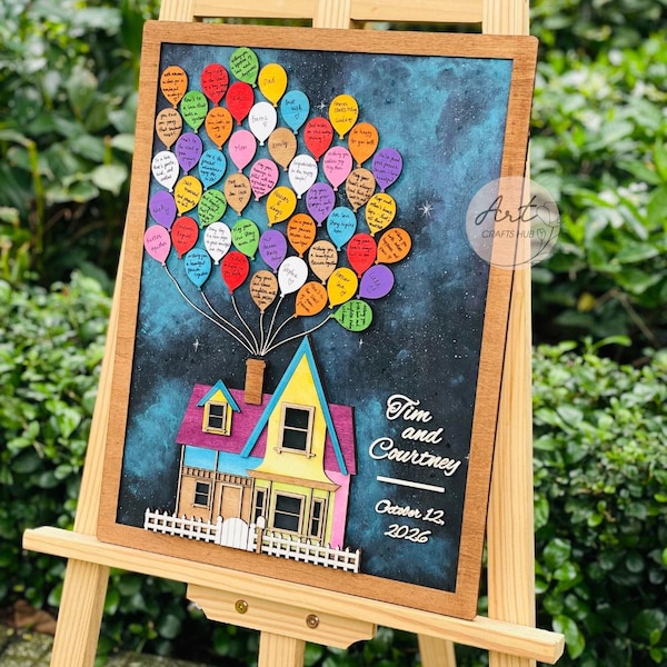 Libro de firmas alternativo para bodas en casa con luces LED, letrero de madera personalizado, marco de globos iluminado, recuerdo único de boda