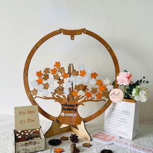 Fall Magnetic Wedding Guest Book Alternative, Tree Guest Book, Custom Family Tree Guest Book Wedding Sign - Wood, Rustic Wedding Table Decor
