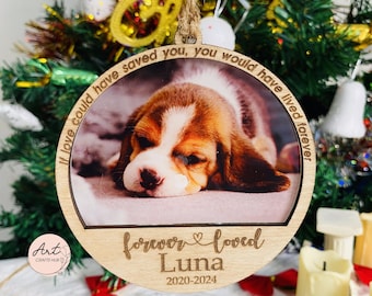 Personalisierte Haustier Verzierung, Forever geliebt Hunde Verzierung, Haustier Erinnerung Verzierung, Benutzerdefinierte Haustier Foto Verzierung, Weihnachten 2024 Geschenke