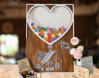 Up House With Balloons Wedding Guestbook Alternative, Custom Wedding Guestbook Sign in 3D Balloons, Wedding Guest Book Ideas, Wedding Decor