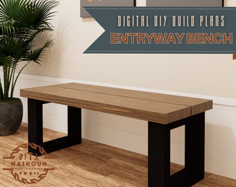 DIY Entryway Bench Plans | Mudroom Bench Plans, Laundry Bench Plans, Build Plans, Woodworking Plans, DIY Plans, Entry Bench, Entry way Bench