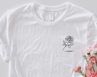 Mama T-Shirt mit Rose in Line Art