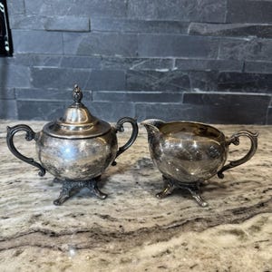 Vintage Silver Wm Rogers Cream and Sugar Set