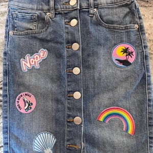 Custom Express Jeans Patch Denim Skirt - Size 00- One of a Kind