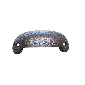 Textured Cabinet Cup Pull Handle Antique Copper Kitchen Vintage Furniture Drawer Pulls