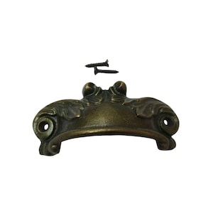 Maniglia a tazza con piume in ottone anticato, maniglie per cassetti per mobili da cucina vintage
