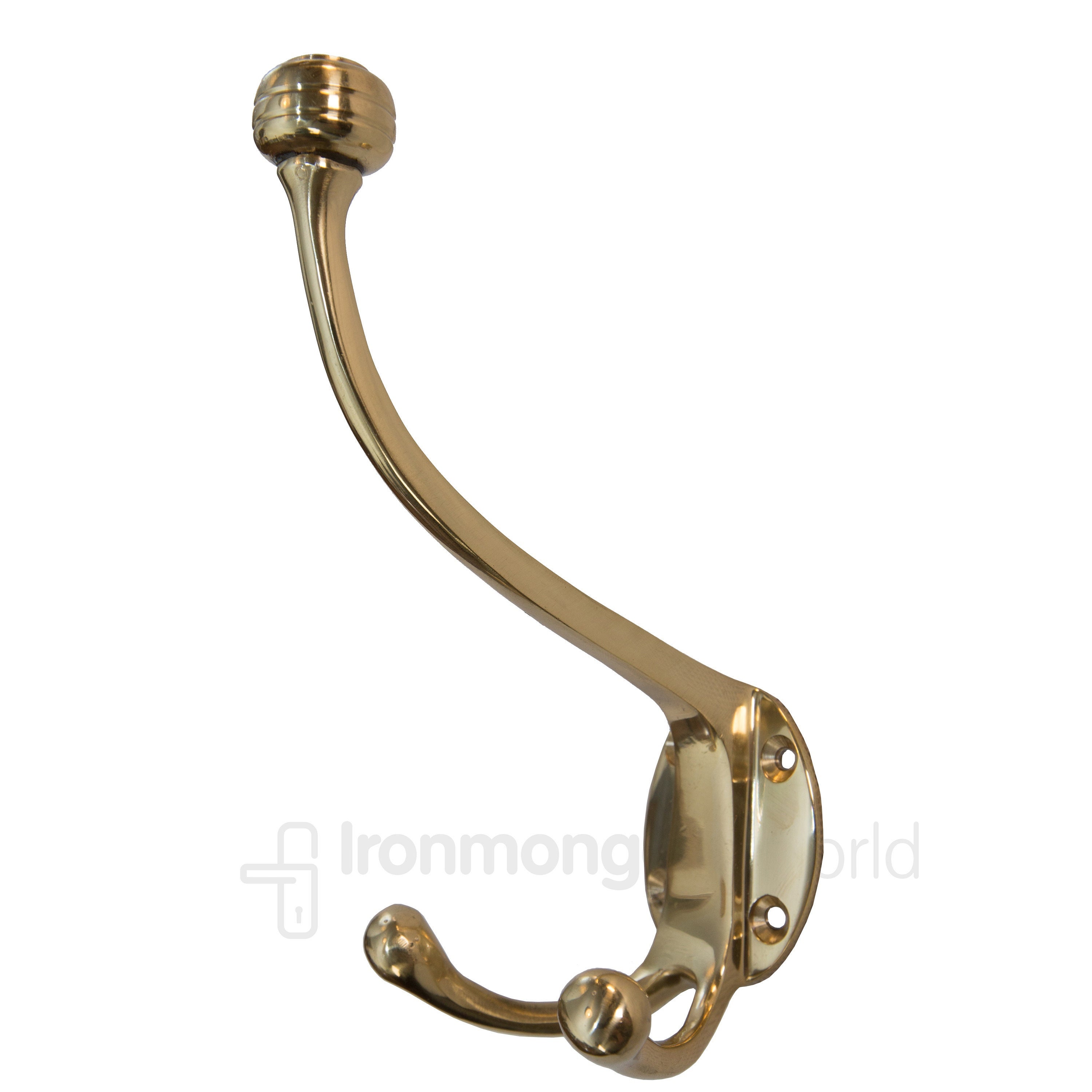 Jumbo Triple Coat Hook Polished Brass