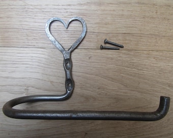 Portarrollos de papel higiénico de hierro antiguo con forma de corazón forjado a mano