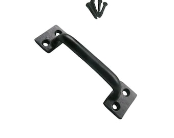 Stort fyrkantigt båghandtag svart antika möbler vintage skåp byrå garderob dörrhandtag