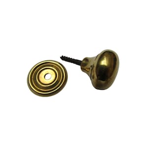 Screw In Cabinet Knob Natural Brass 32mm Kitchen Furniture Cupboard Drawer Vintage Door Dresser Wardrobe Pull Handle