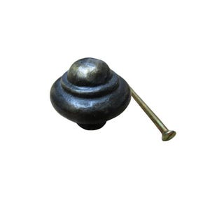 Cast Iron Stepped Cabinet Knob Antique Brass 40mm