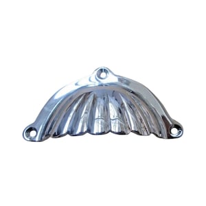 Maniglia a tazza scanalata con alette, cromata lucida, per mobili da cucina vintage, maniglie per cassetti