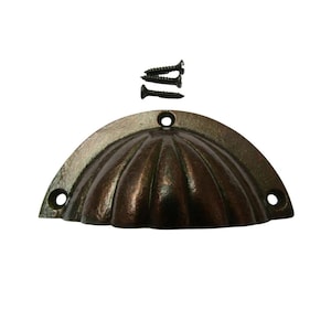 Maniglia a tazza scanalata in rame antico su ferro, maniglie per cassetti per mobili da cucina vintage