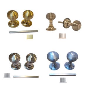 Mortice Door knob Satin Chrome Queen anne reeded Antique Style