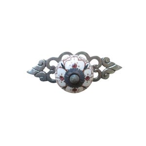 Patterned Cabinet Knob with Antique Brass Back Plate