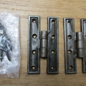 Pair of Cast Iron Cabinet H Hinge 90 mm