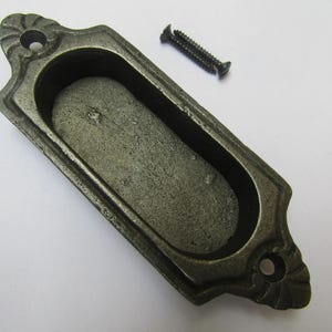 Ornate Recessed slide Handle Antique Cast Iron
