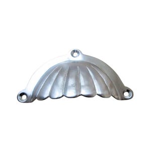 Maniglia a tazza scanalata con alette, cromo satinato, per mobili da cucina vintage, maniglie per cassetti