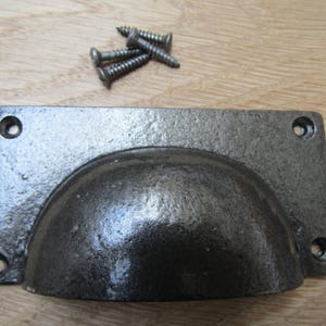 Large Rectangular Cup Pull Handle Antique Iron.