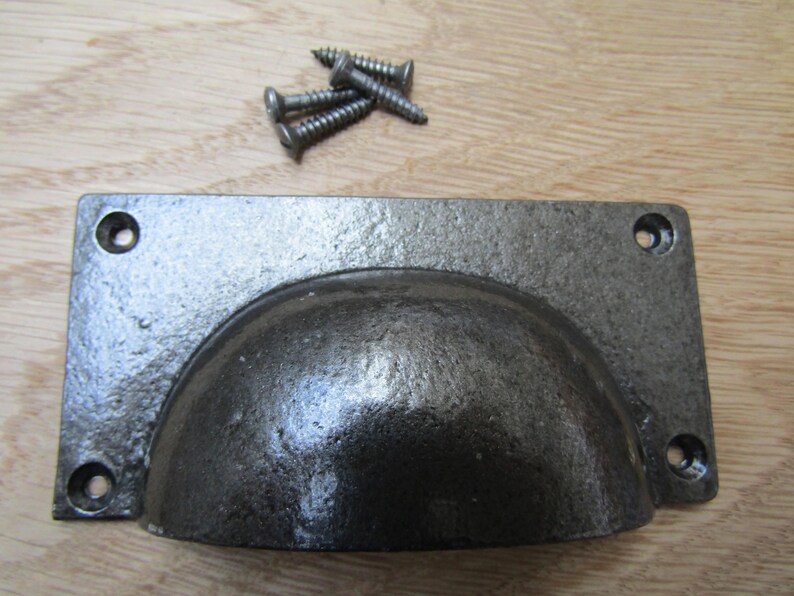 Large Rectangular Cup Pull Handle Antique Iron.