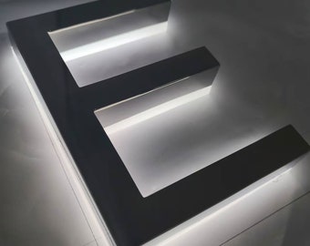 Custom Backlit Sign, Light up Logo Sign, Restaurant Sign, 3D Metal Storefront Sign, LED Channel Letters Sign, Office Wall Sign, Reverse-lit