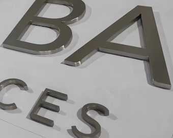 Company Logo Sign, Custom Brand Name Sign, Custom 3D Channel Letter, Stainless Steel Channel Letters Sign, Silver Brushed Metal Sign