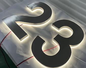 Custom led backlit sign, 3D lighted letters home address numbers, led hotel room numbers signs
