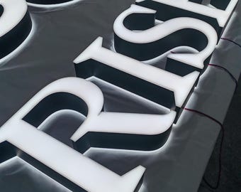 Double-sided Illuminated Channel Letters, Outdoor 3D Light up Letters, Storefront LED Signs, Salon Luxury Store Metal Signages