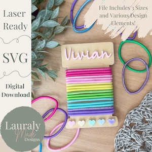 Laser SVG File Hair Tie Holder, Hair Accessory Party Favor Gift, SVG File Girl Gift, Hair Accessory Organizer