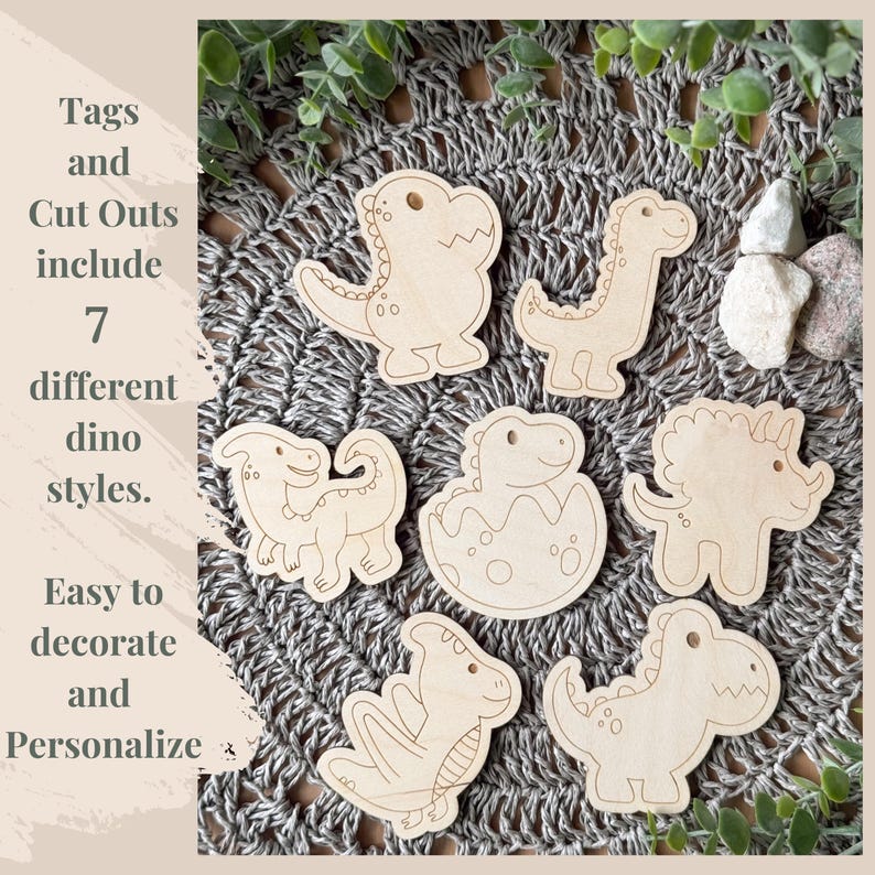 Dinosaur Name Tag Laser Cut SVG File, Dino Theme (digital Download) - Etsy