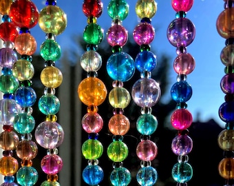 手作りガラスビーズカーテン：真鍮ベル付きボヘミアンサンキャッチャー