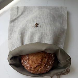 Double layered Linen bread bag. Linen bag. Market bag. Produce bag.
