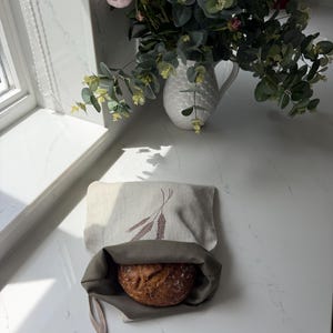 Double layered Linen bread bag. Linen bag. Market bag. Produce bag.
