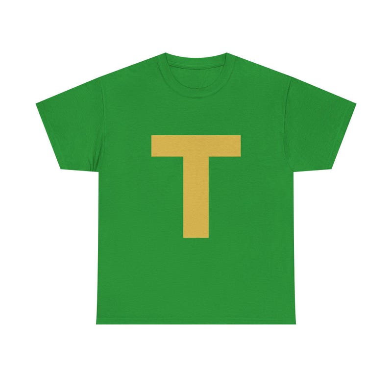 T-shirt Carnaval Théodore Chipmunk - Lettre T Jaune, Coupe Classique, Manches Courtes - Déguisement, Cosplay, Fête
