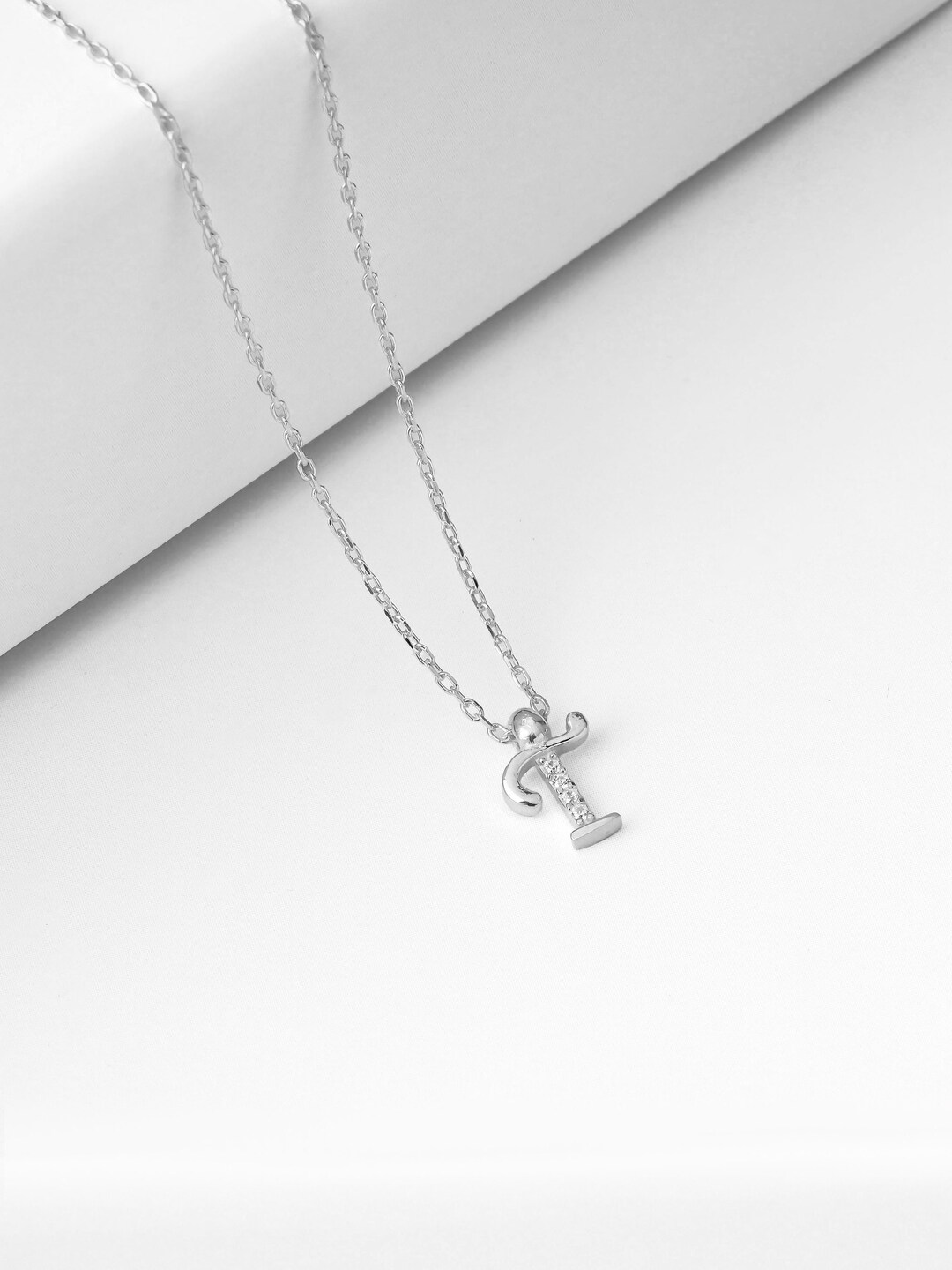 ブレスレット LESS IS MORE silver initial cubic necklace Sterling Silver Letter Necklace - Tiny Zircon Initial